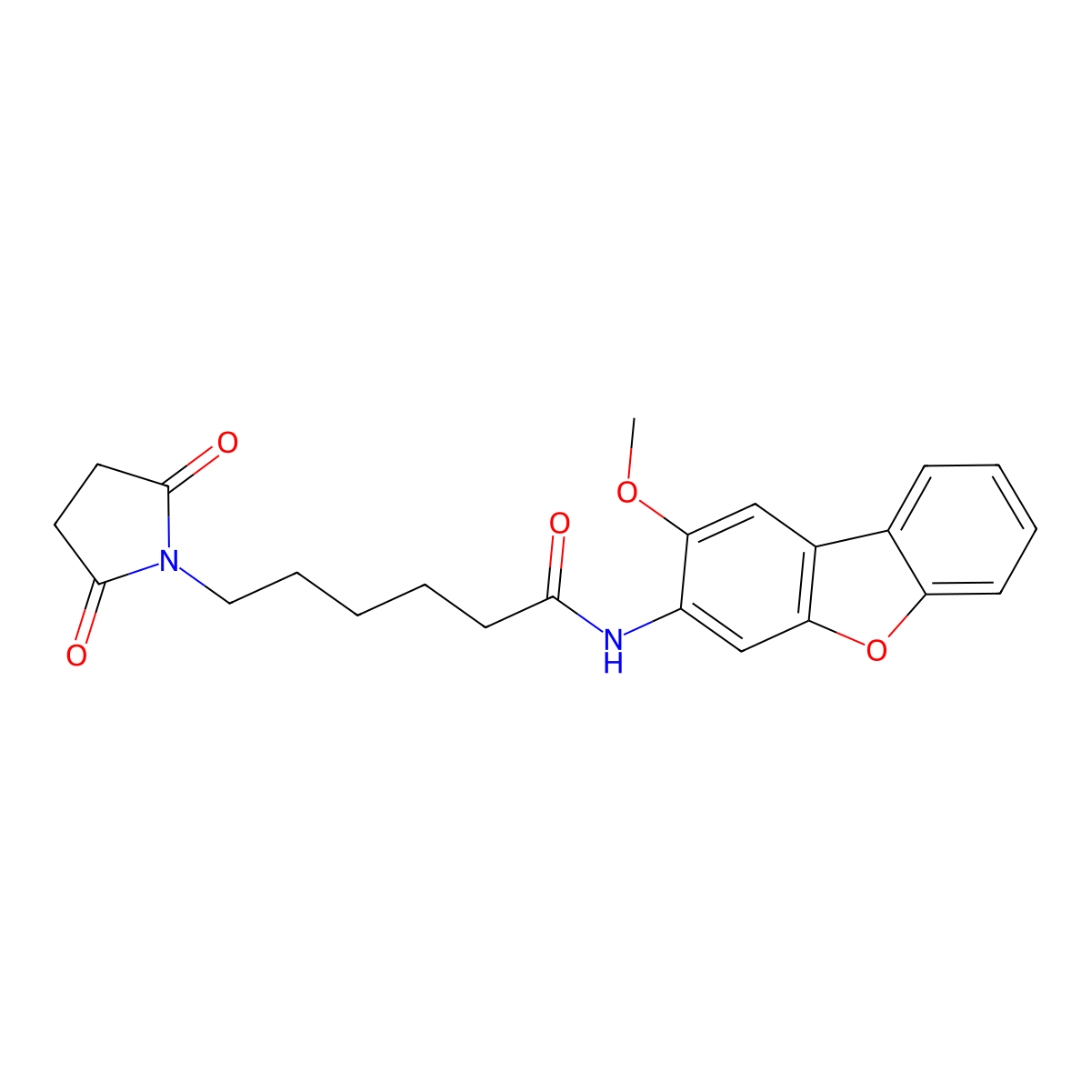 6-(2,5-dioxopyrrolidin-1-yl)-N-(2-methoxydibenzofuran-3-yl)hexanamide molecular structure, CAS 714280-00-9