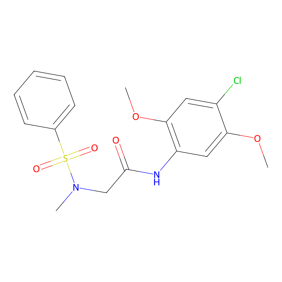 2-[benzenesulfonyl(methyl)amino]-N-(4-chloro-2,5-dimethoxyphenyl)acetamide molecular structure, CAS 714280-23-6