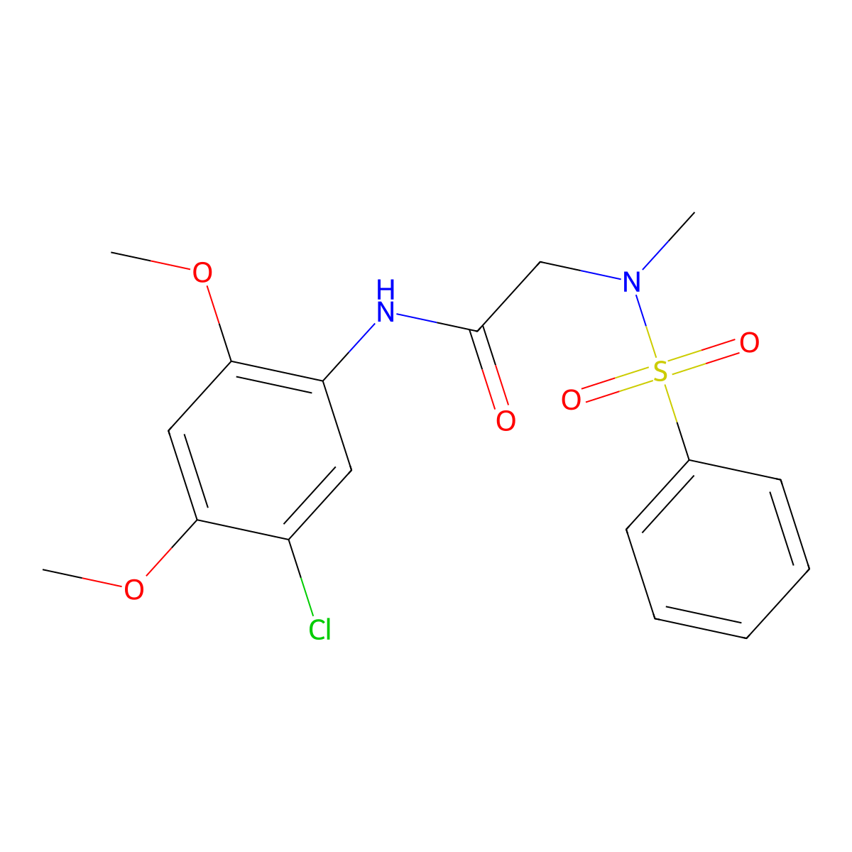 2-[benzenesulfonyl(methyl)amino]-N-(5-chloro-2,4-dimethoxyphenyl)acetamide molecular structure, CAS 714280-30-5