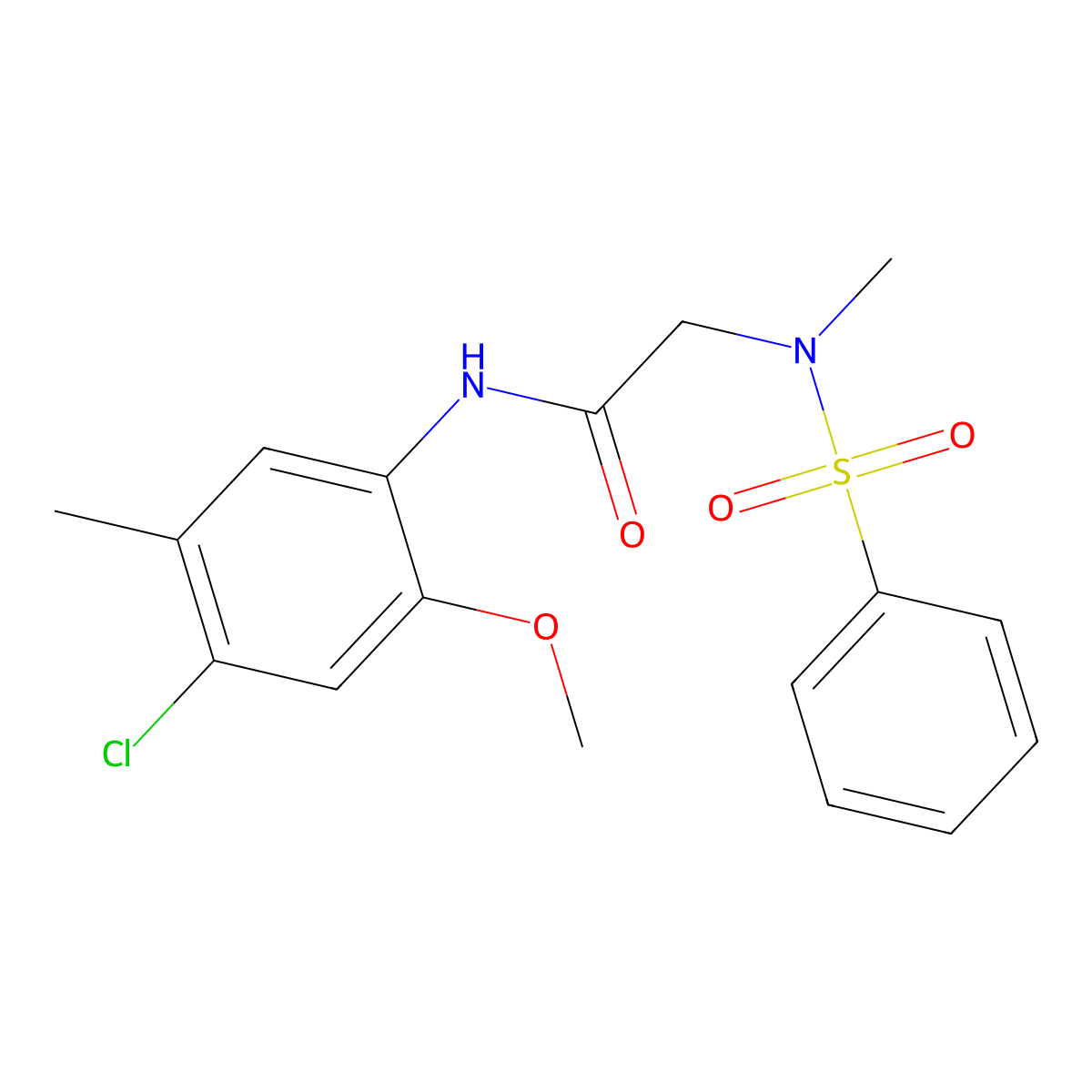 2-[benzenesulfonyl(methyl)amino]-N-(4-chloro-2-methoxy-5-methylphenyl)acetamide molecular structure, CAS 714280-32-7