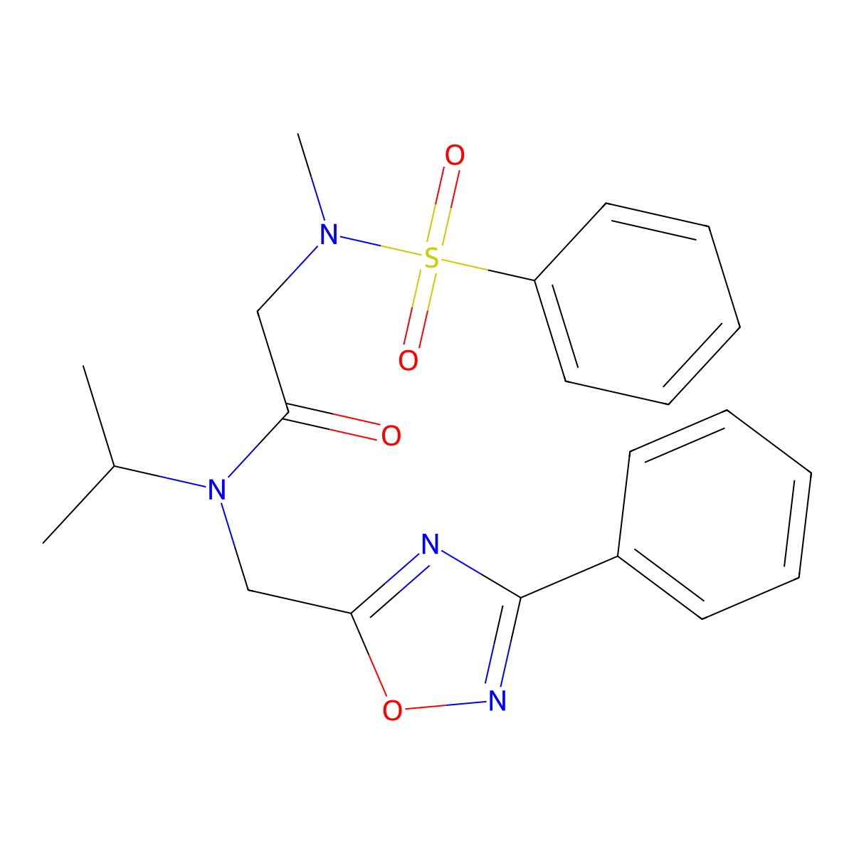 2-[benzenesulfonyl(methyl)amino]-N-[(3-phenyl-1,2,4-oxadiazol-5-yl)methyl]-N-propan-2-ylacetamide molecular structure, CAS 714280-44-1