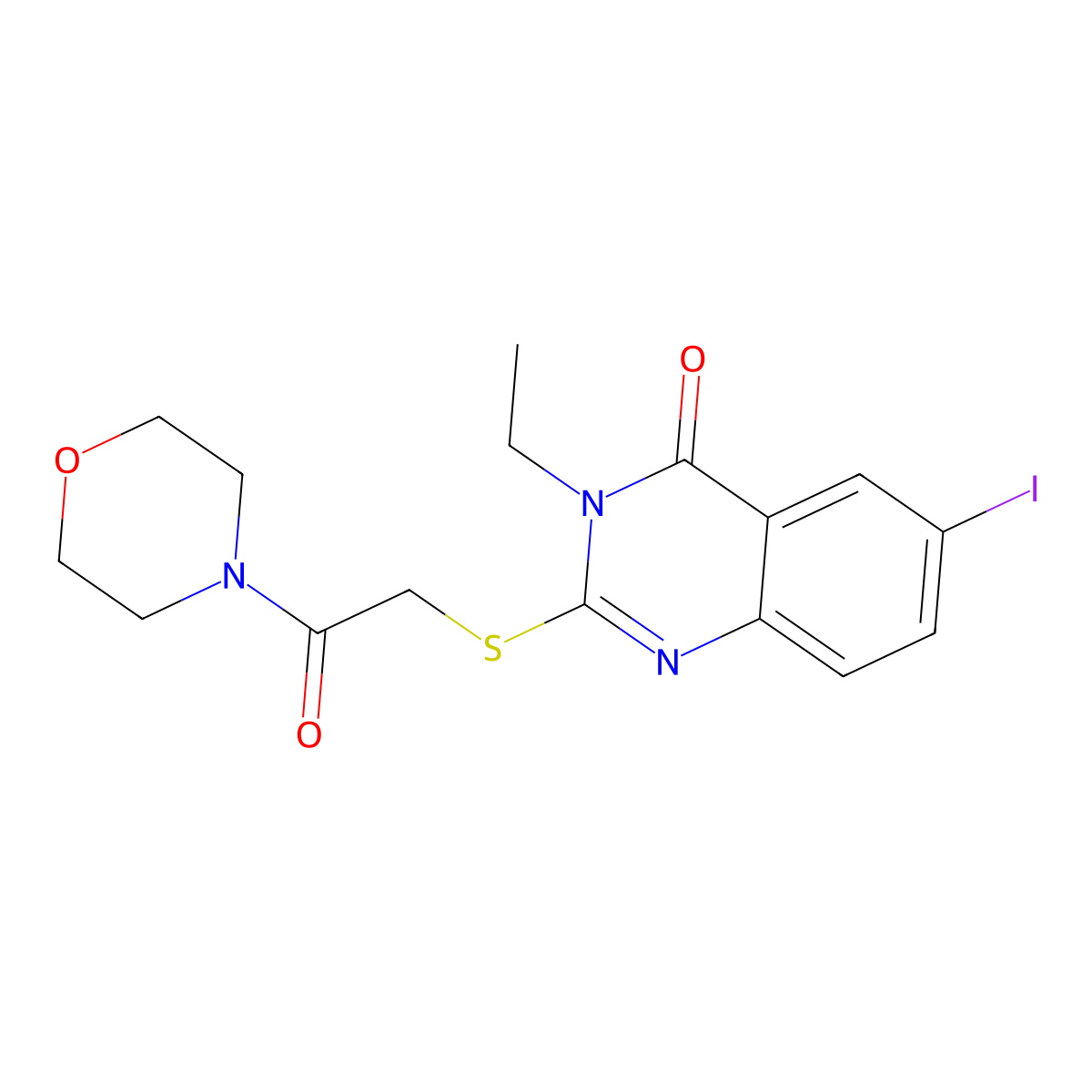 3-Ethyl-6-iodo-2-(2-morpholin-4-yl-2-oxoethyl)sulfanylquinazolin-4-one molecular structure, CAS 714280-66-7