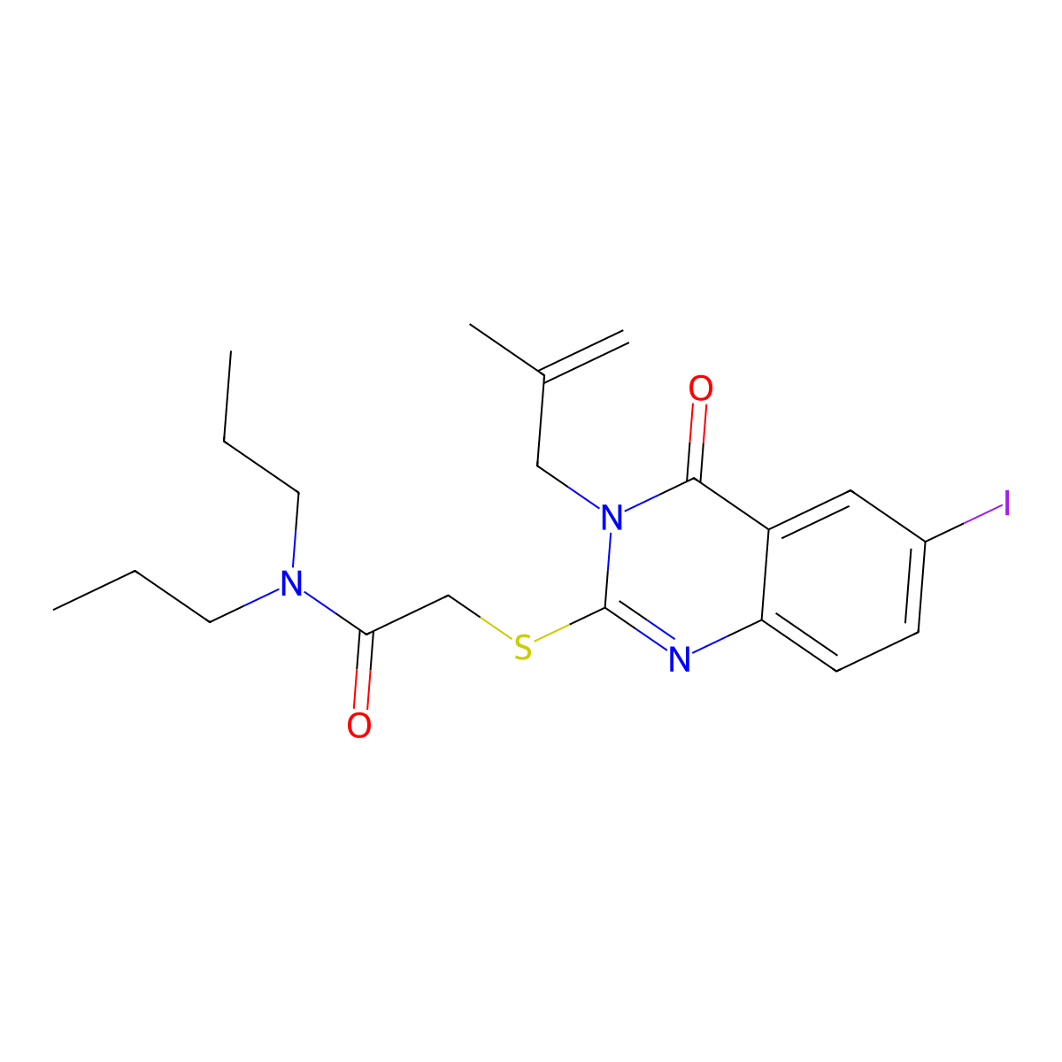 2-[6-iodo-3-(2-methylprop-2-enyl)-4-oxoquinazolin-2-yl]sulfanyl-N,N-dipropylacetamide molecular structure, CAS 714280-68-9