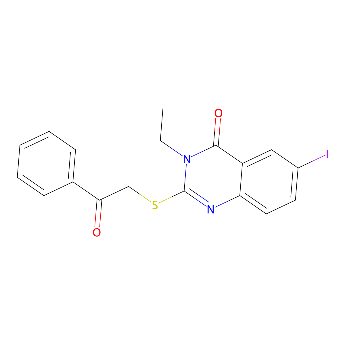 3-Ethyl-6-iodo-2-phenacylsulfanylquinazolin-4-one molecular structure, CAS 714280-70-3