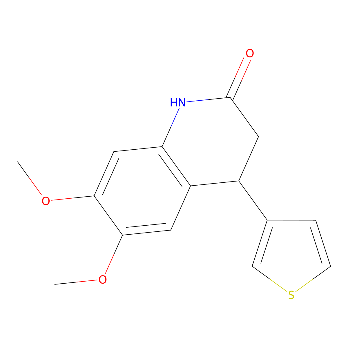 6,7-dimethoxy-4-(thiophen-3-yl)-3,4-dihydroquinolin-2(1H)-one molecular structure, CAS 714281-02-4