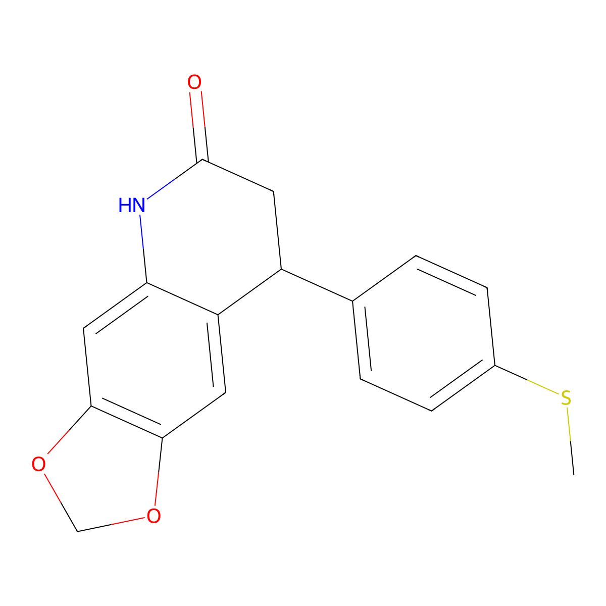 8-(4-methylsulfanylphenyl)-7,8-dihydro-5H-[1,3]dioxolo[4,5-g]quinolin-6-one molecular structure, CAS 714281-09-1
