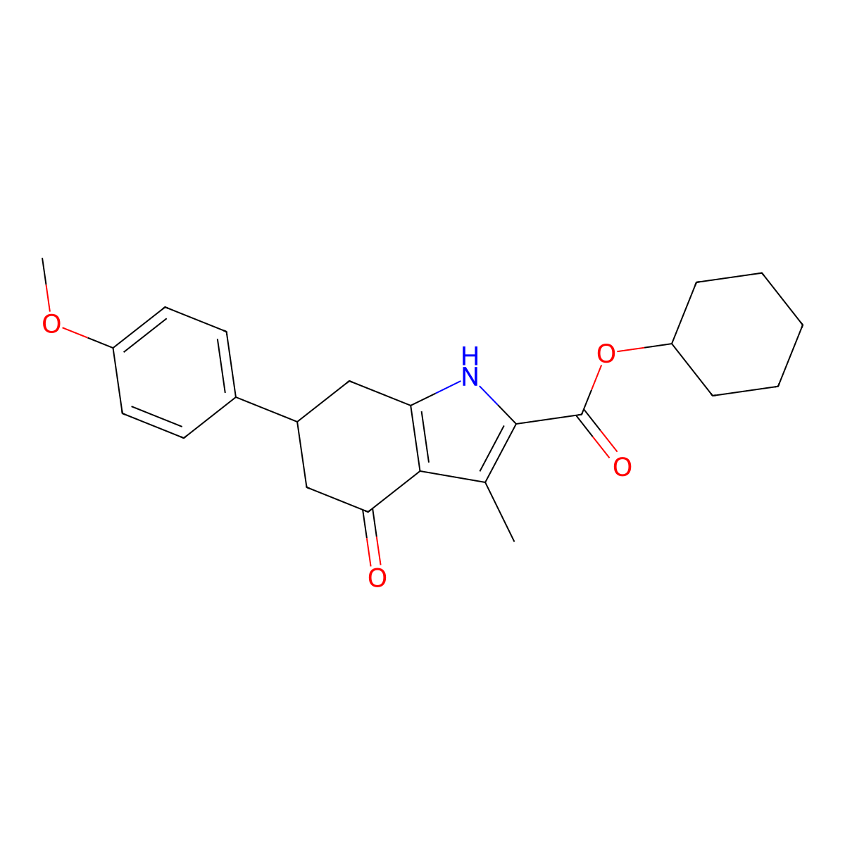 cyclohexyl 6-(4-methoxyphenyl)-3-methyl-4-oxo-4,5,6,7-tetrahydro-1H-indole-2-carboxylate molecular structure, CAS 714281-15-9