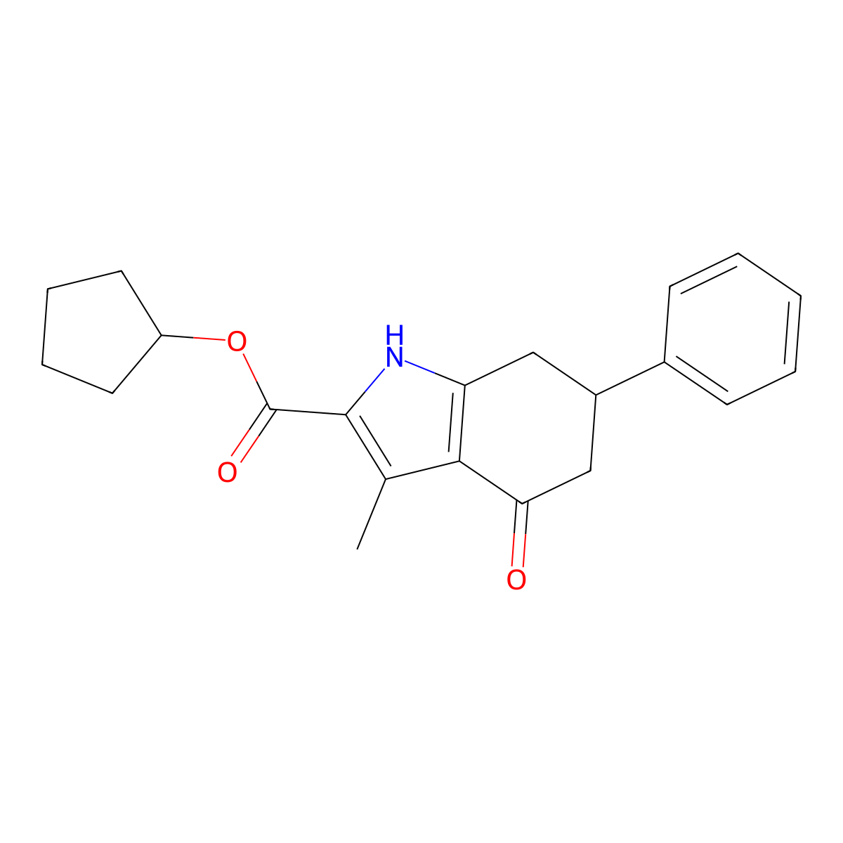 cyclopentyl 3-methyl-4-oxo-6-phenyl-4,5,6,7-tetrahydro-1H-indole-2-carboxylate molecular structure, CAS 714281-20-6