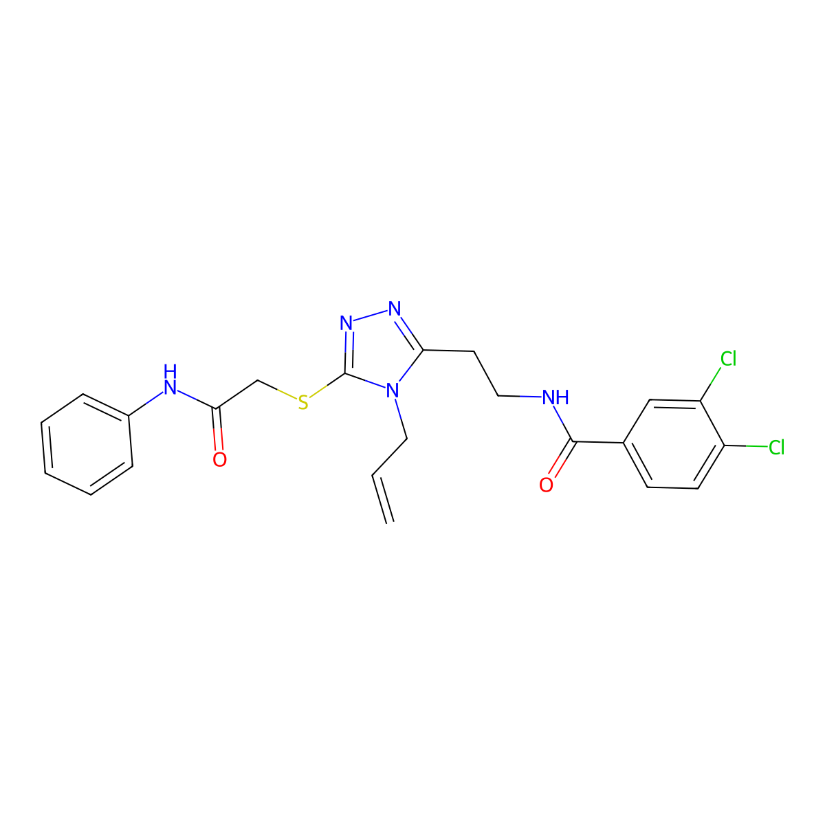 N-[2-[5-(2-anilino-2-oxoethyl)sulfanyl-4-prop-2-enyl-1,2,4-triazol-3-yl]ethyl]-3,4-dichlorobenzamide molecular structure, CAS 714281-22-8