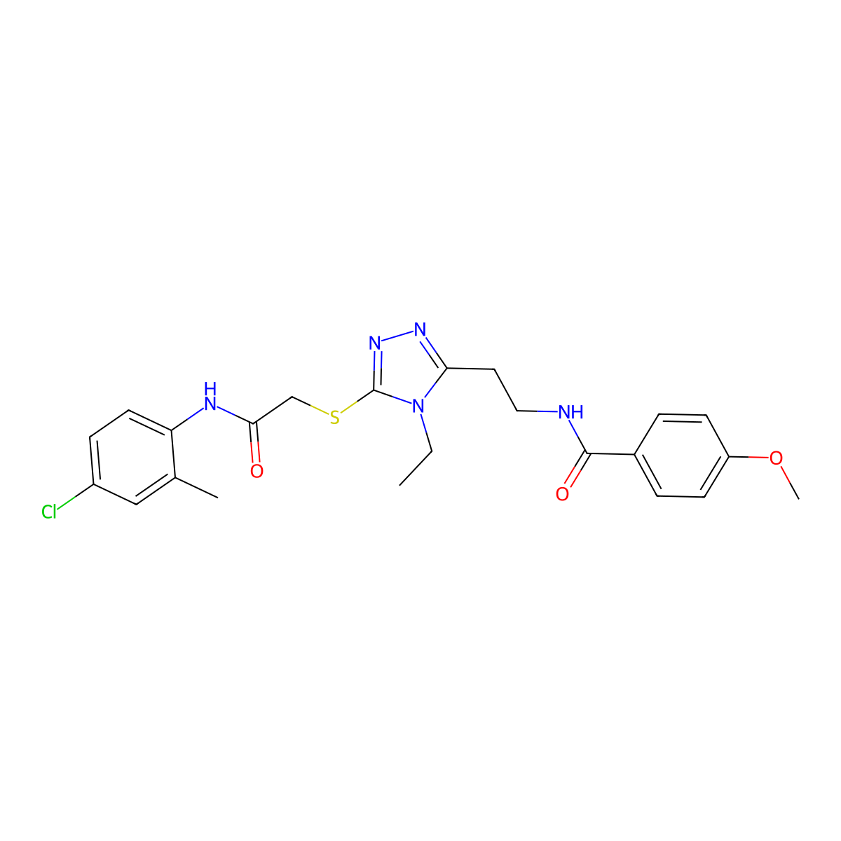N-[2-[5-[2-(4-chloro-2-methylanilino)-2-oxoethyl]sulfanyl-4-ethyl-1,2,4-triazol-3-yl]ethyl]-4-methoxybenzamide molecular structure, CAS 714281-36-4