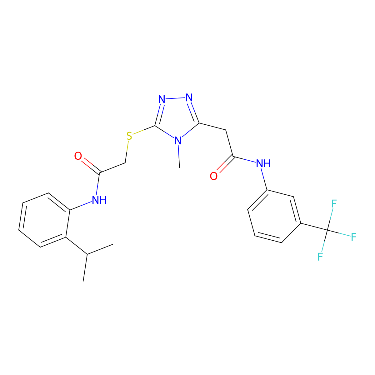 2-[4-methyl-5-[2-oxo-2-(2-propan-2-ylanilino)ethyl]sulfanyl-1,2,4-triazol-3-yl]-N-[3-(trifluoromethyl)phenyl]acetamide molecular structure, CAS 714281-40-0