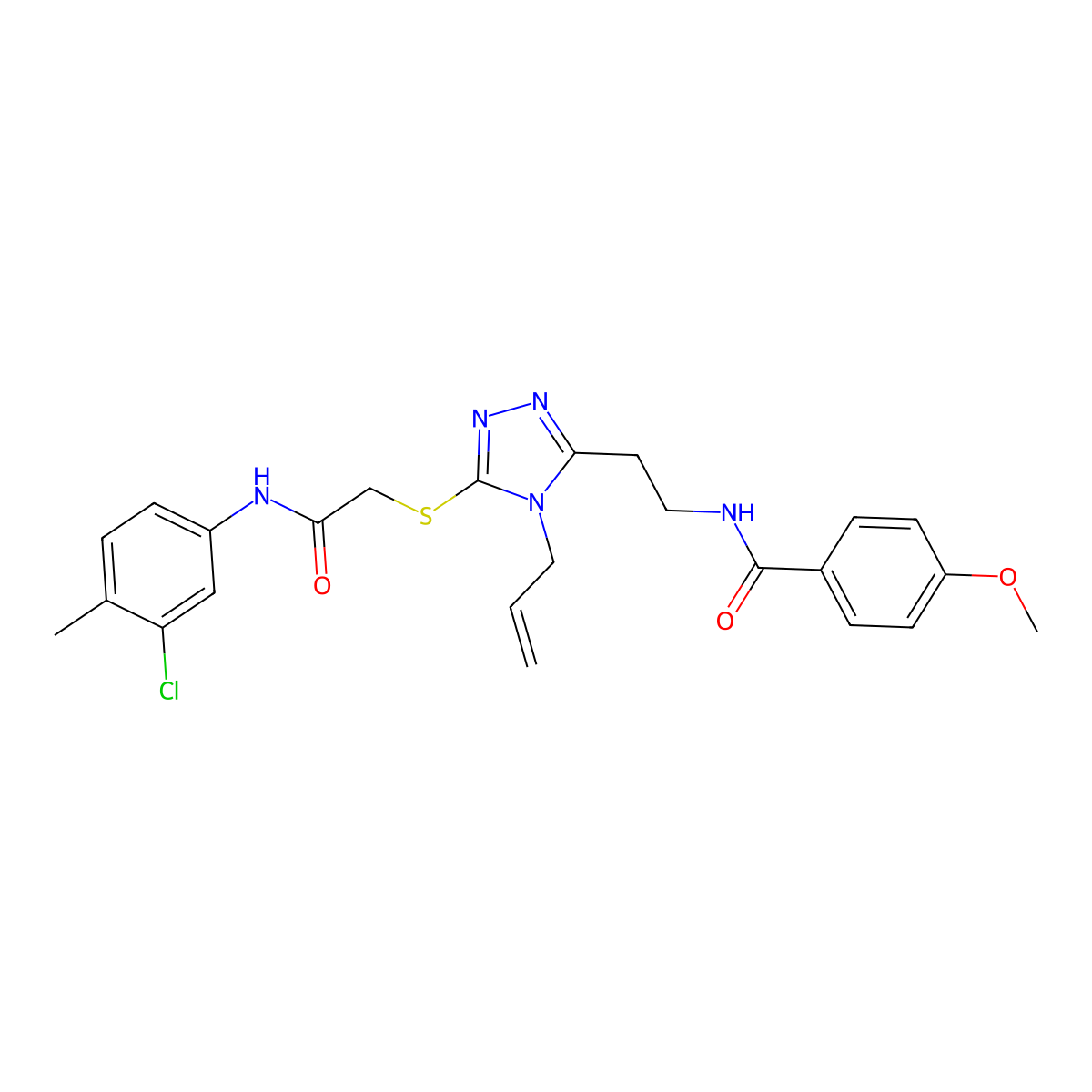 N-[2-[5-[2-(3-chloro-4-methylanilino)-2-oxoethyl]sulfanyl-4-prop-2-enyl-1,2,4-triazol-3-yl]ethyl]-4-methoxybenzamide molecular structure, CAS 714281-43-3