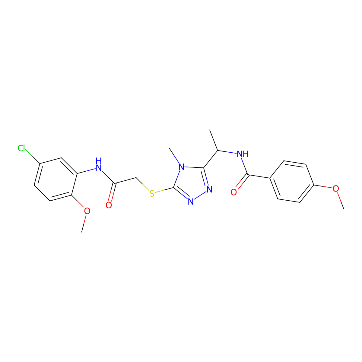 N-{1-[5-({2-[(5-chloro-2-methoxyphenyl)amino]-2-oxoethyl}sulfanyl)-4-methyl-4H-1,2,4-triazol-3-yl]ethyl}-4-methoxybenzamide molecular structure, CAS 714281-48-8