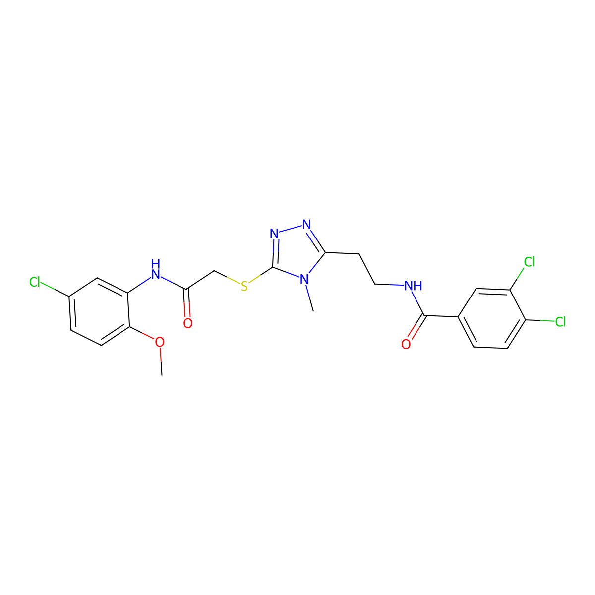 3,4-dichloro-N-[2-[5-[2-(5-chloro-2-methoxyanilino)-2-oxoethyl]sulfanyl-4-methyl-1,2,4-triazol-3-yl]ethyl]benzamide molecular structure, CAS 714281-53-5
