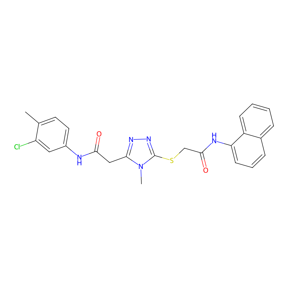 N-(3-chloro-4-methylphenyl)-2-[4-methyl-5-[2-(naphthalen-1-ylamino)-2-oxoethyl]sulfanyl-1,2,4-triazol-3-yl]acetamide molecular structure, CAS 714281-54-6