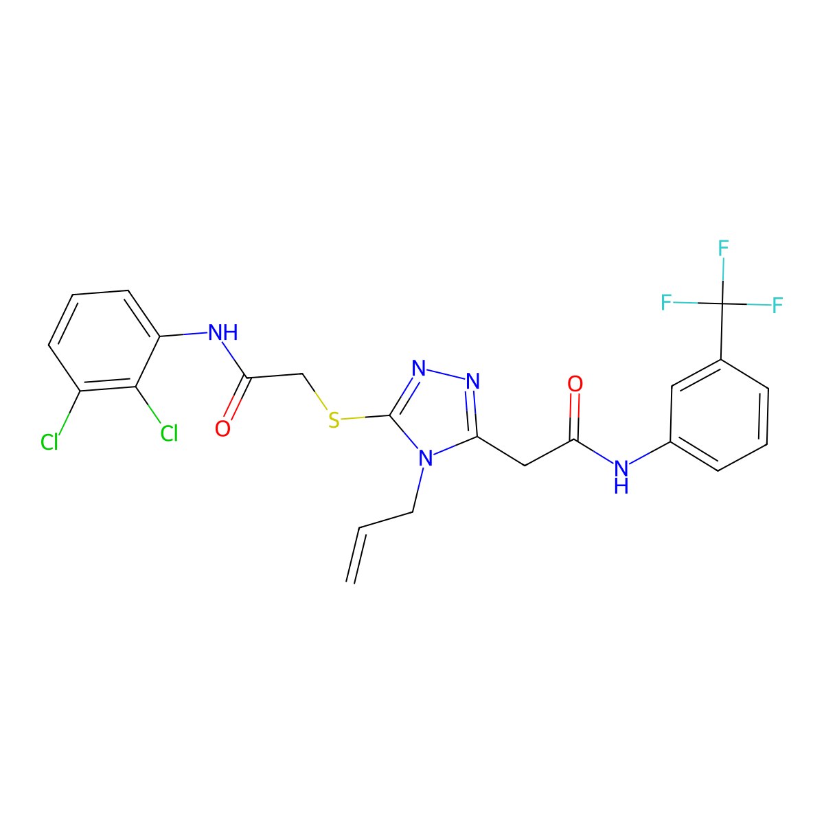 2-[5-[2-(2,3-dichloroanilino)-2-oxoethyl]sulfanyl-4-prop-2-enyl-1,2,4-triazol-3-yl]-N-[3-(trifluoromethyl)phenyl]acetamide molecular structure, CAS 714281-56-8
