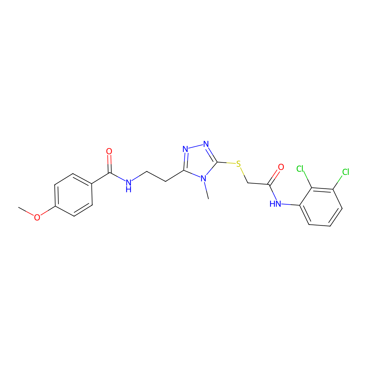 N-[2-[5-[2-(2,3-dichloroanilino)-2-oxoethyl]sulfanyl-4-methyl-1,2,4-triazol-3-yl]ethyl]-4-methoxybenzamide molecular structure, CAS 714281-58-0