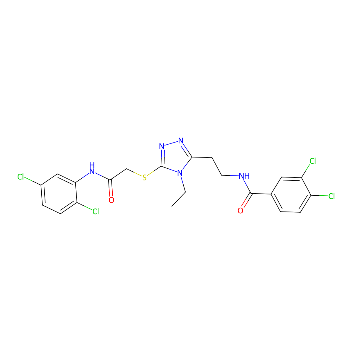 3,4-dichloro-N-[2-[5-[2-(2,5-dichloroanilino)-2-oxoethyl]sulfanyl-4-ethyl-1,2,4-triazol-3-yl]ethyl]benzamide molecular structure, CAS 714281-60-4