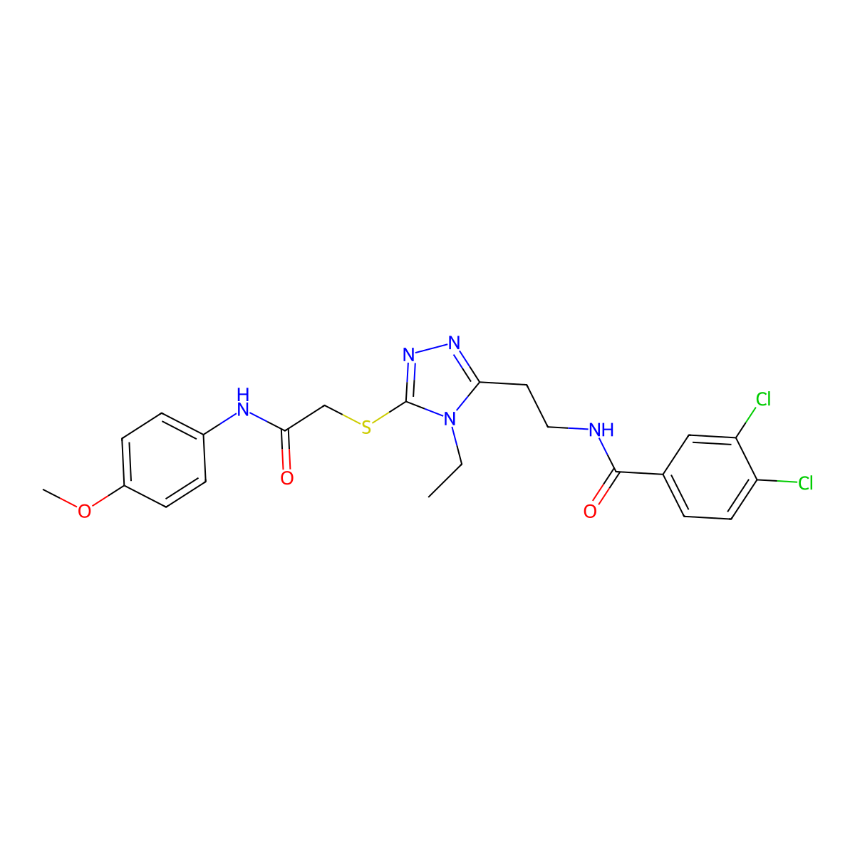 3,4-dichloro-N-[2-[4-ethyl-5-[2-(4-methoxyanilino)-2-oxoethyl]sulfanyl-1,2,4-triazol-3-yl]ethyl]benzamide molecular structure, CAS 714281-63-7