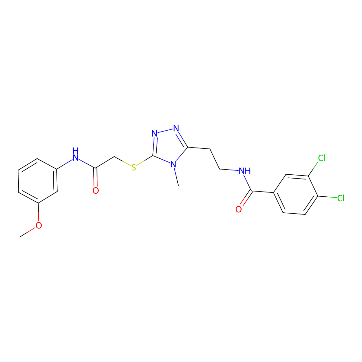 3,4-dichloro-N-[2-[5-[2-(3-methoxyanilino)-2-oxoethyl]sulfanyl-4-methyl-1,2,4-triazol-3-yl]ethyl]benzamide molecular structure, CAS 714281-66-0
