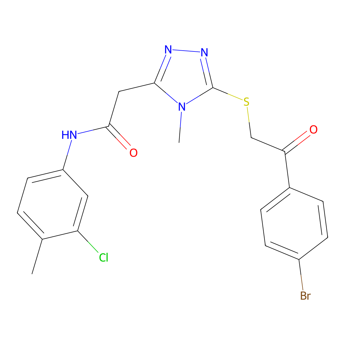 2-[5-[2-(4-bromophenyl)-2-oxoethyl]sulfanyl-4-methyl-1,2,4-triazol-3-yl]-N-(3-chloro-4-methylphenyl)acetamide molecular structure, CAS 714281-72-8