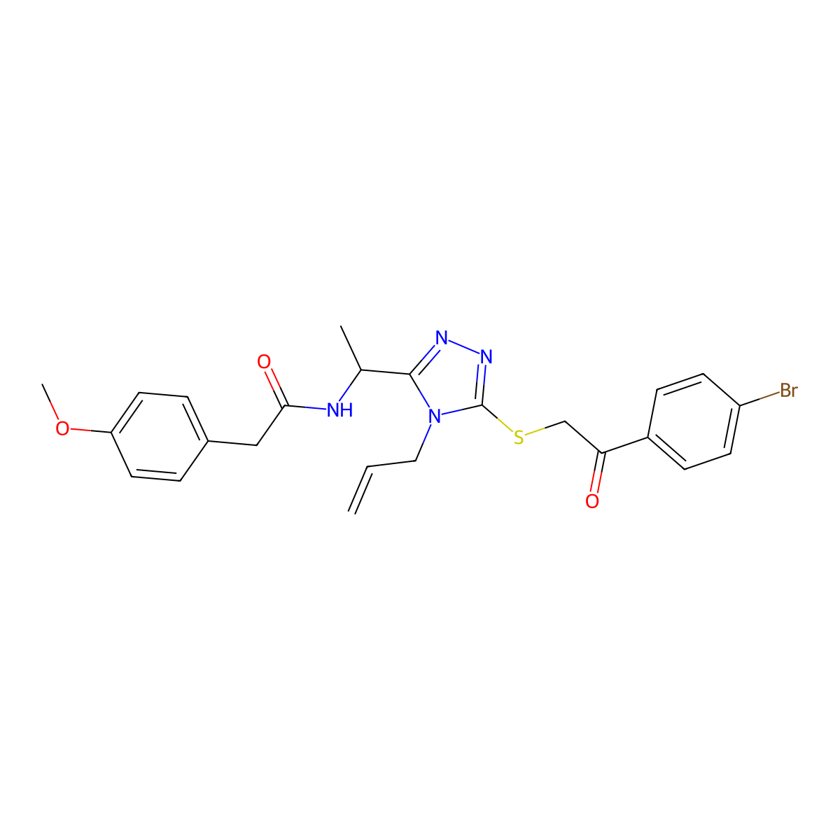 N-[1-[5-[2-(4-bromophenyl)-2-oxoethyl]sulfanyl-4-prop-2-enyl-1,2,4-triazol-3-yl]ethyl]-2-(4-methoxyphenyl)acetamide molecular structure, CAS 714281-74-0