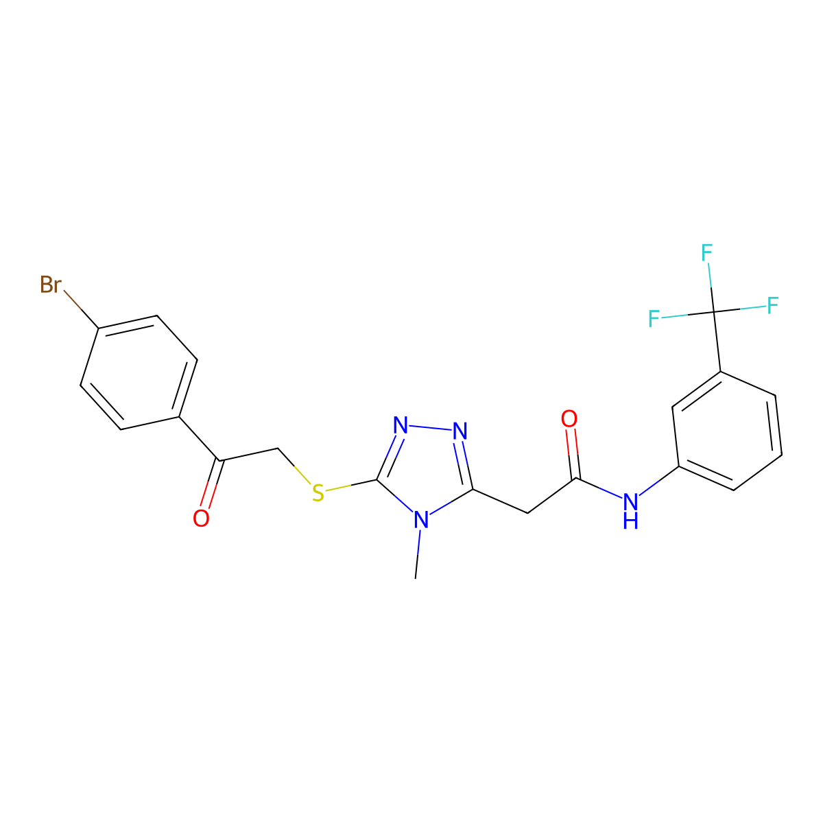 2-[5-[2-(4-bromophenyl)-2-oxoethyl]sulfanyl-4-methyl-1,2,4-triazol-3-yl]-N-[3-(trifluoromethyl)phenyl]acetamide molecular structure, CAS 714281-76-2