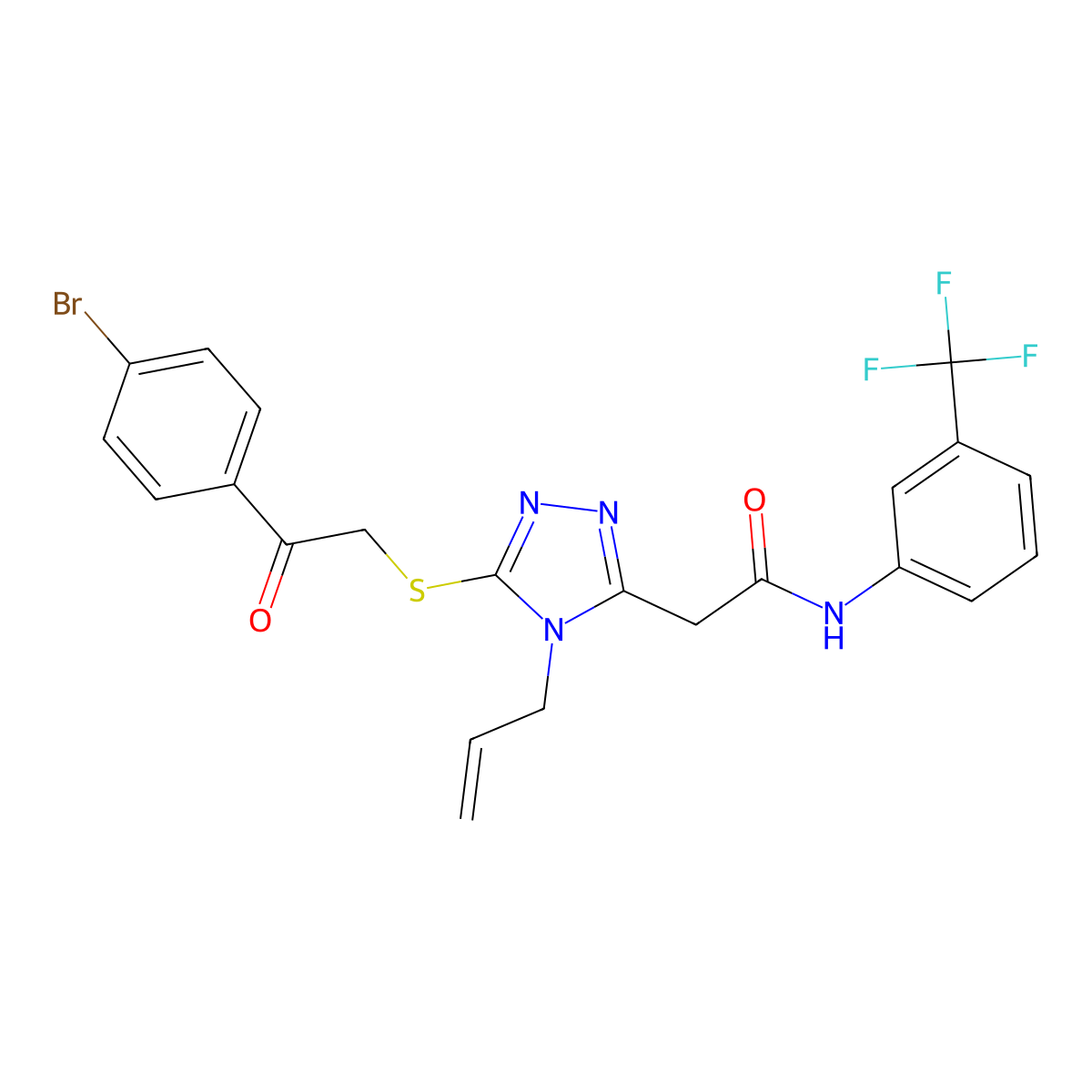 2-[5-[2-(4-bromophenyl)-2-oxoethyl]sulfanyl-4-prop-2-enyl-1,2,4-triazol-3-yl]-N-[3-(trifluoromethyl)phenyl]acetamide molecular structure, CAS 714281-77-3