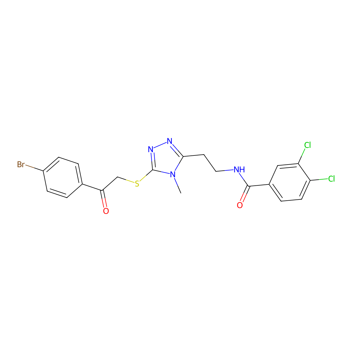 N-[2-[5-[2-(4-bromophenyl)-2-oxoethyl]sulfanyl-4-methyl-1,2,4-triazol-3-yl]ethyl]-3,4-dichlorobenzamide molecular structure, CAS 714281-78-4