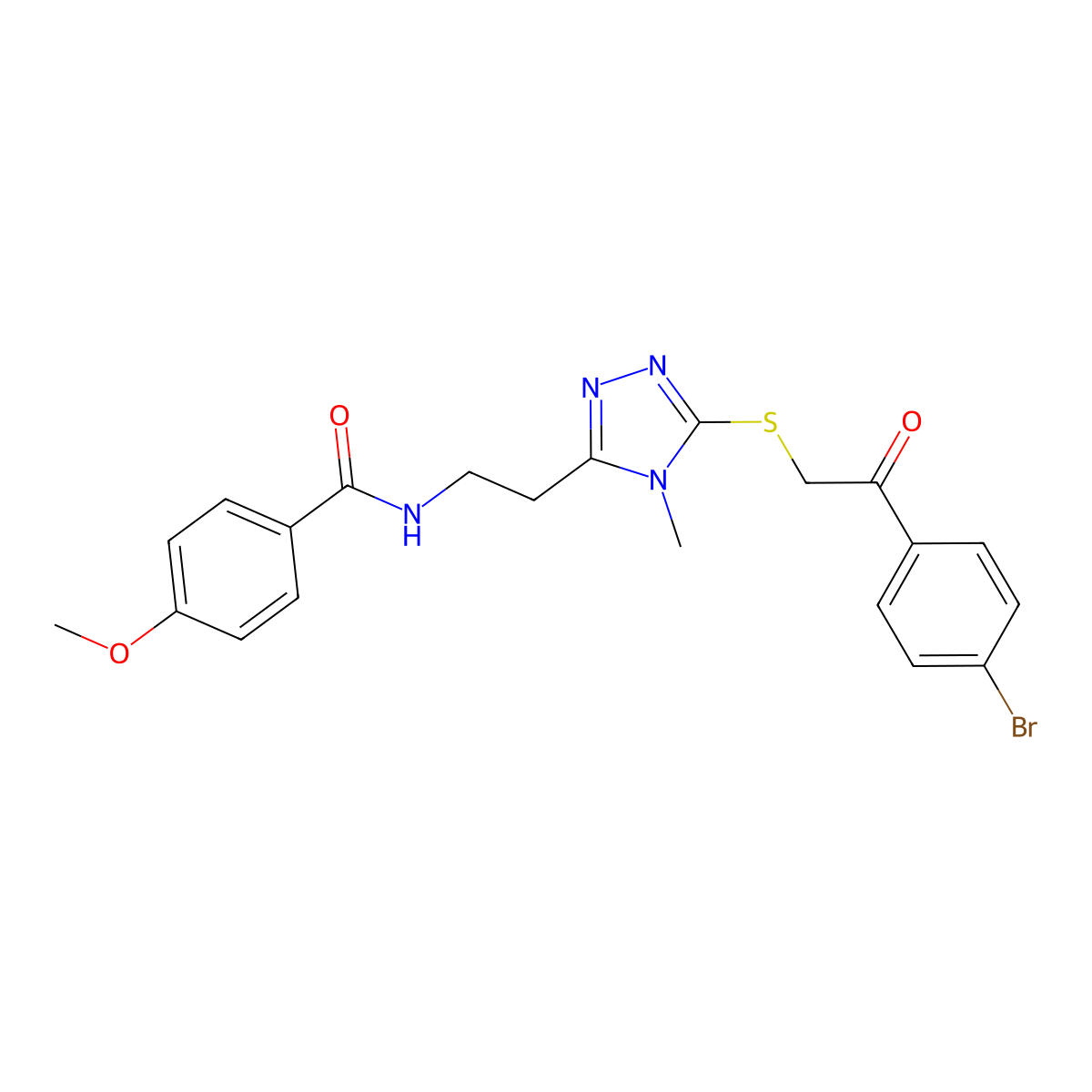 N-[2-[5-[2-(4-bromophenyl)-2-oxoethyl]sulfanyl-4-methyl-1,2,4-triazol-3-yl]ethyl]-4-methoxybenzamide molecular structure, CAS 714281-79-5
