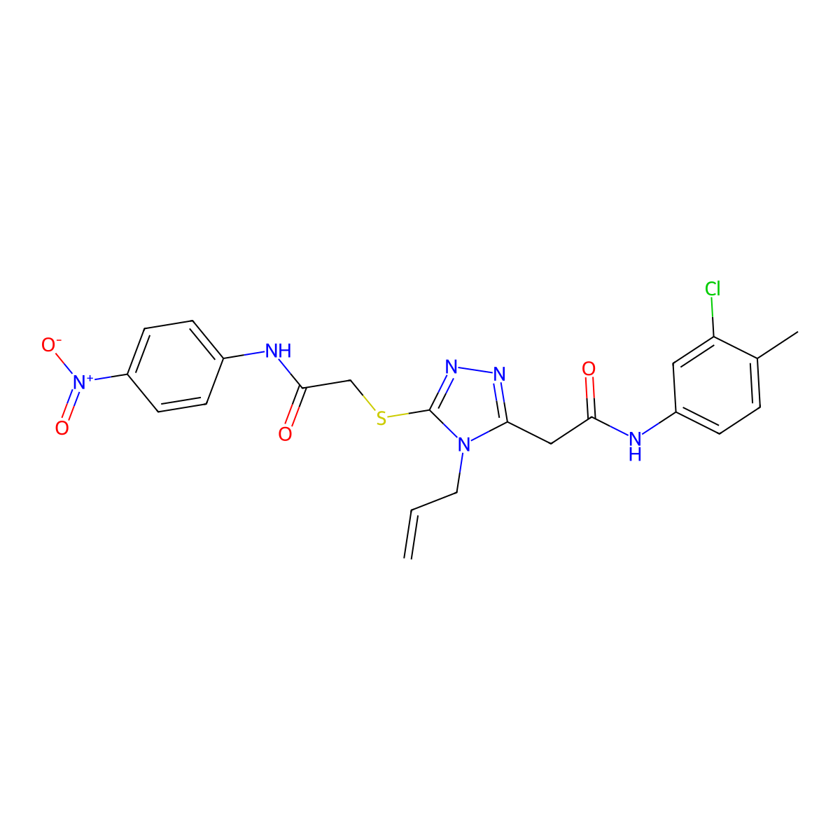 N-(3-chloro-4-methylphenyl)-2-[5-[2-(4-nitroanilino)-2-oxoethyl]sulfanyl-4-prop-2-enyl-1,2,4-triazol-3-yl]acetamide molecular structure, CAS 714281-96-6