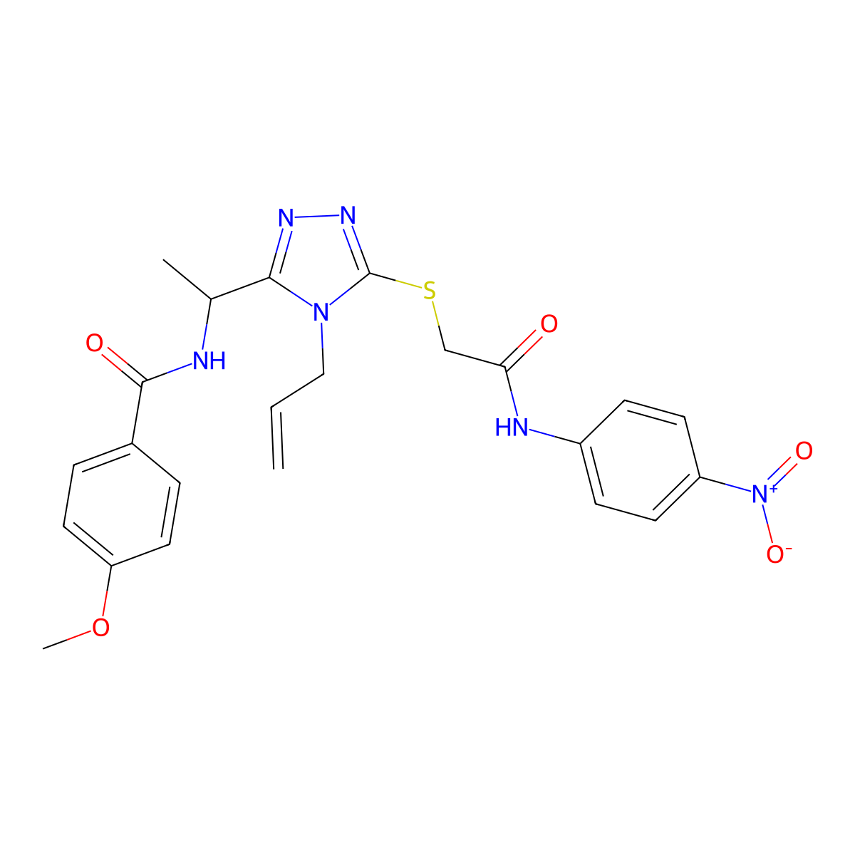 4-methoxy-N-{1-[5-({2-[(4-nitrophenyl)amino]-2-oxoethyl}sulfanyl)-4-(prop-2-en-1-yl)-4H-1,2,4-triazol-3-yl]ethyl}benzamide molecular structure, CAS 714281-97-7