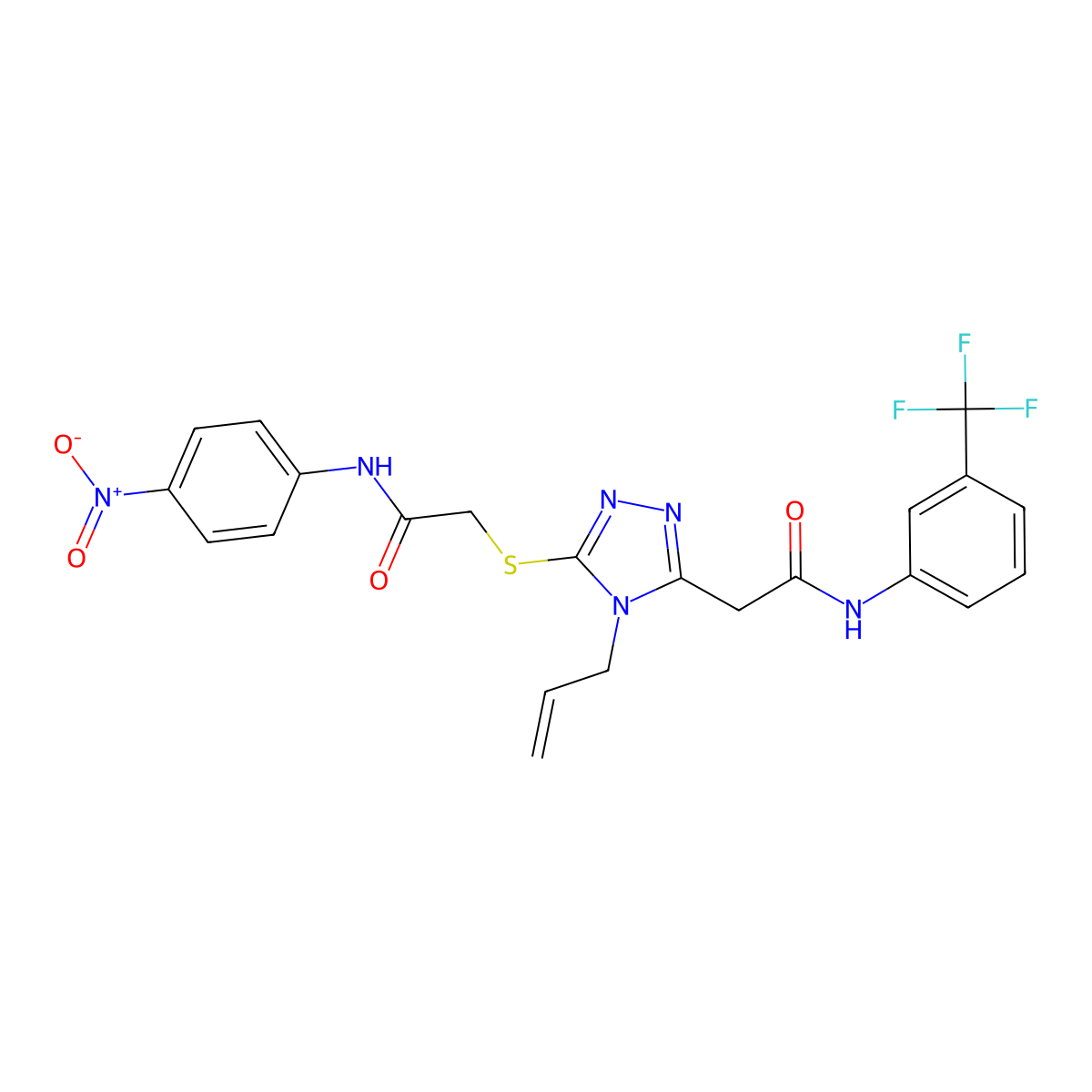 2-[5-[2-(4-nitroanilino)-2-oxoethyl]sulfanyl-4-prop-2-enyl-1,2,4-triazol-3-yl]-N-[3-(trifluoromethyl)phenyl]acetamide molecular structure, CAS 714281-98-8