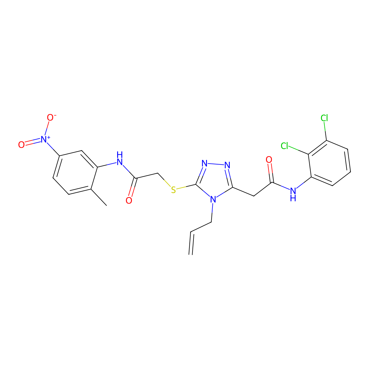 N-(2,3-dichlorophenyl)-2-[5-[2-(2-methyl-5-nitroanilino)-2-oxoethyl]sulfanyl-4-prop-2-enyl-1,2,4-triazol-3-yl]acetamide molecular structure, CAS 714282-00-5