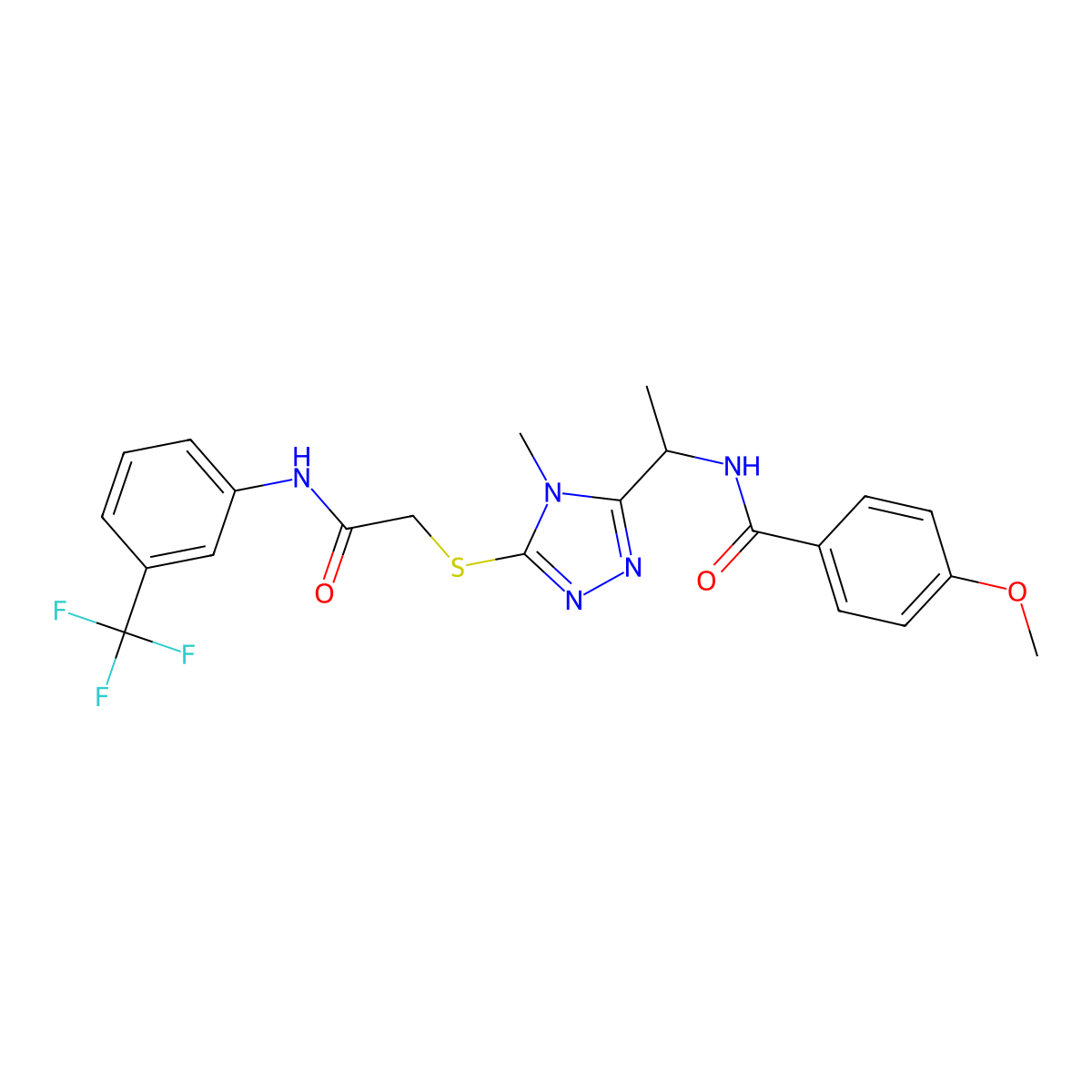 4-methoxy-N-(1-{4-methyl-5-[(2-oxo-2-{[3-(trifluoromethyl)phenyl]amino}ethyl)sulfanyl]-4H-1,2,4-triazol-3-yl}ethyl)benzamide molecular structure, CAS 714282-11-8