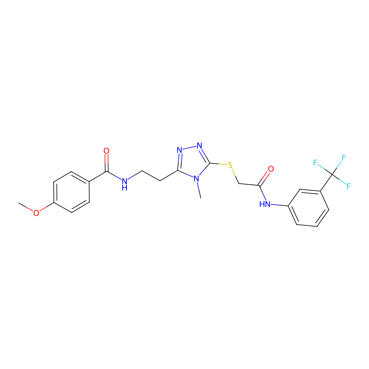 4-methoxy-N-[2-[4-methyl-5-[2-oxo-2-[3-(trifluoromethyl)anilino]ethyl]sulfanyl-1,2,4-triazol-3-yl]ethyl]benzamide molecular structure, CAS 714282-14-1