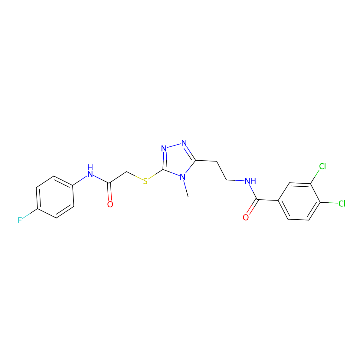 3,4-dichloro-N-[2-[5-[2-(4-fluoroanilino)-2-oxoethyl]sulfanyl-4-methyl-1,2,4-triazol-3-yl]ethyl]benzamide molecular structure, CAS 714282-16-3