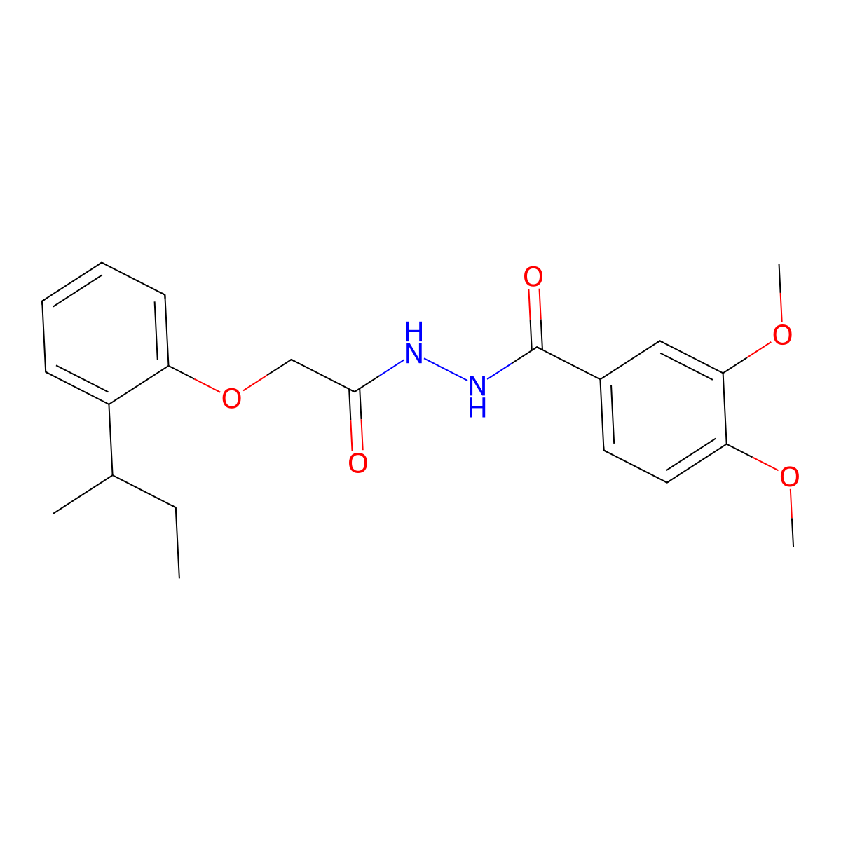 N'-[2-(2-butan-2-ylphenoxy)acetyl]-3,4-dimethoxybenzohydrazide molecular structure, CAS 714282-17-4