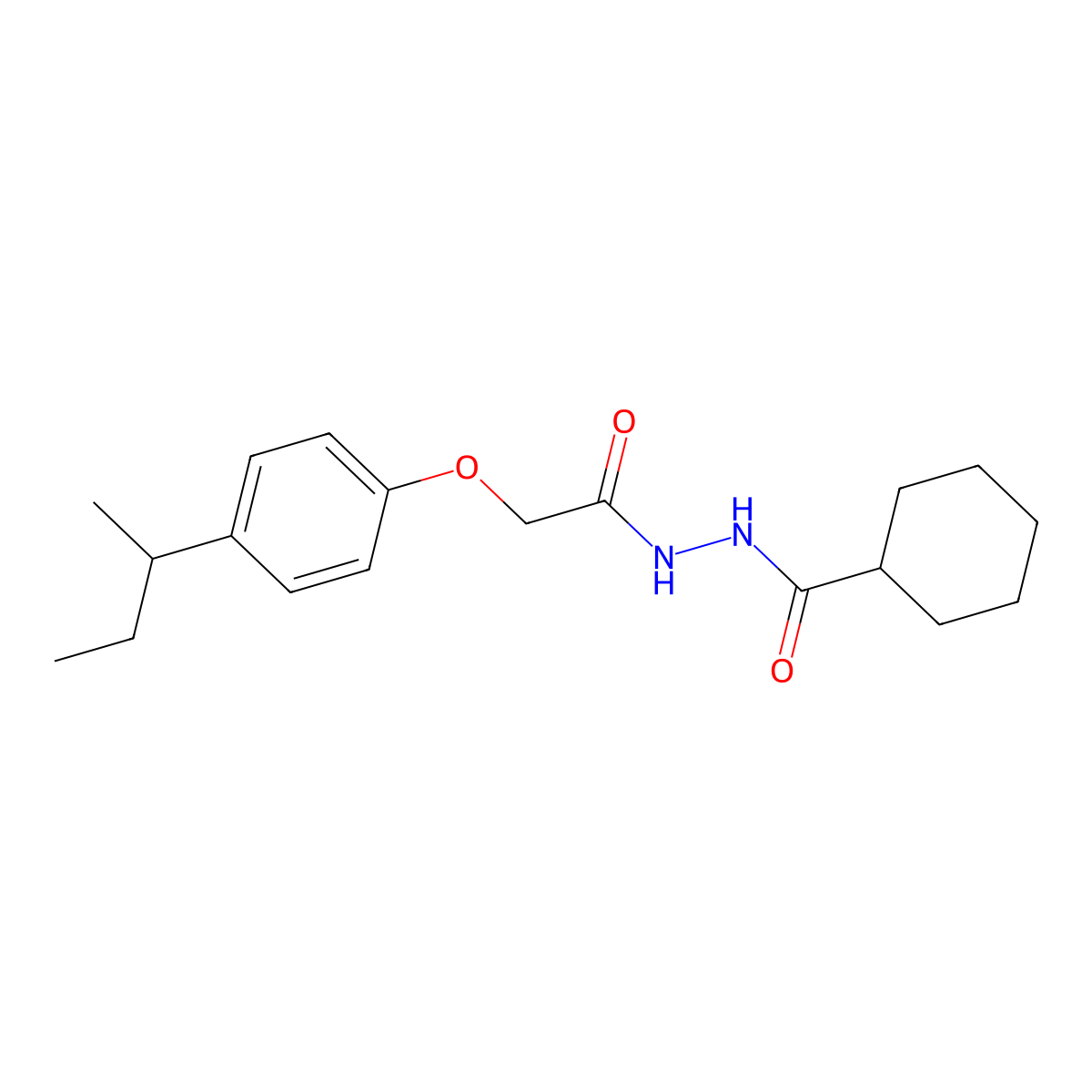 N'-[2-(4-butan-2-ylphenoxy)acetyl]cyclohexanecarbohydrazide molecular structure, CAS 714282-28-7