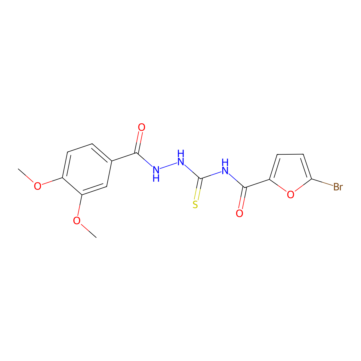 5-bromo-N-[[(3,4-dimethoxybenzoyl)amino]carbamothioyl]furan-2-carboxamide molecular structure, CAS 714282-32-3