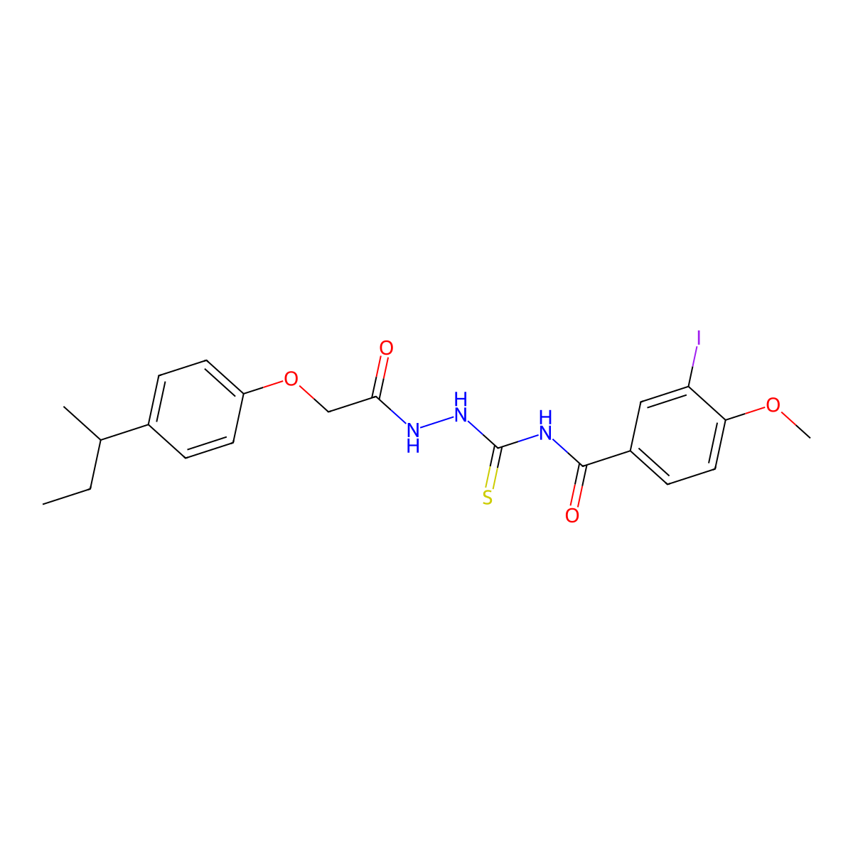 N-[[[2-(4-butan-2-ylphenoxy)acetyl]amino]carbamothioyl]-3-iodo-4-methoxybenzamide molecular structure, CAS 714282-34-5