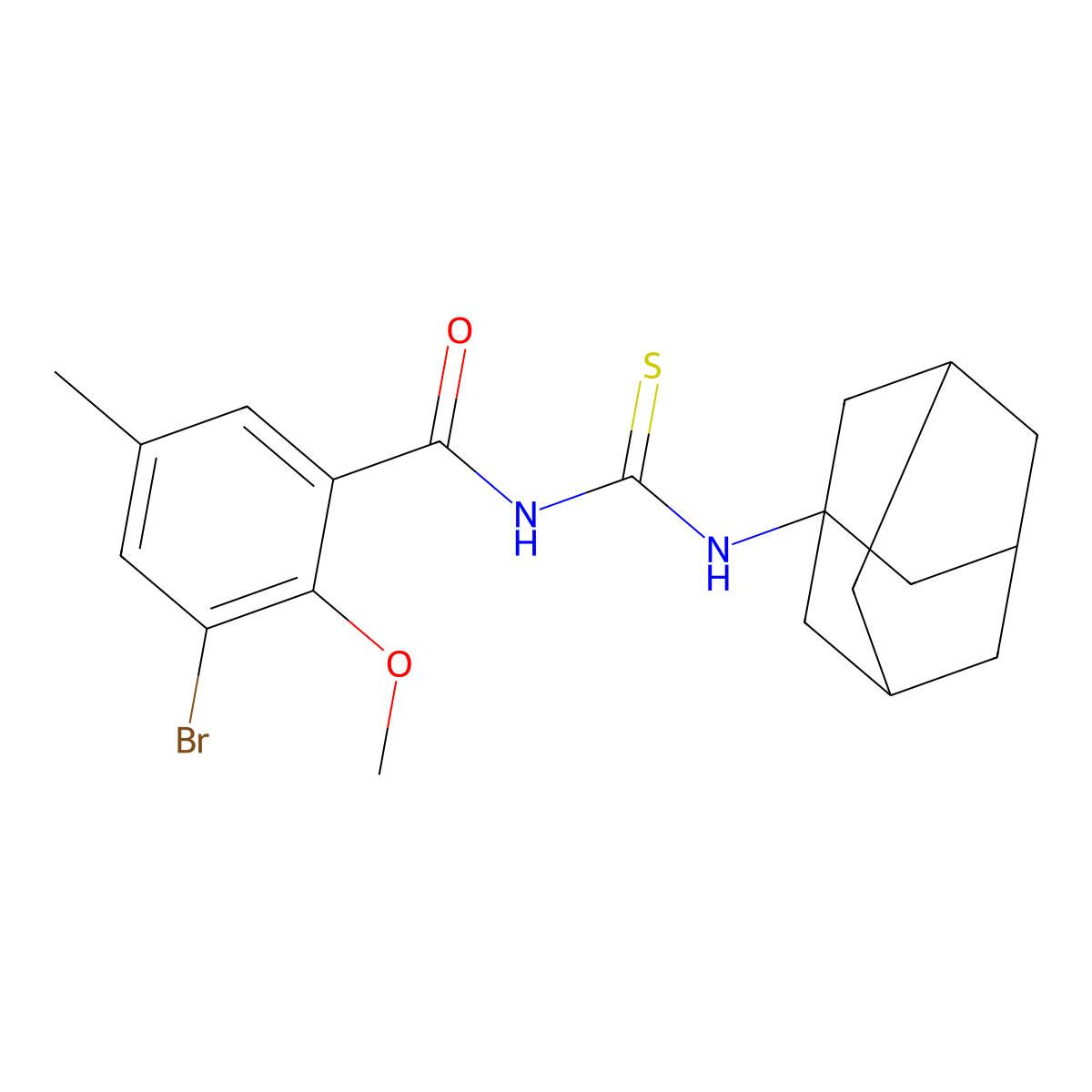 N-(1-adamantylcarbamothioyl)-3-bromo-2-methoxy-5-methylbenzamide molecular structure, CAS 714282-38-9