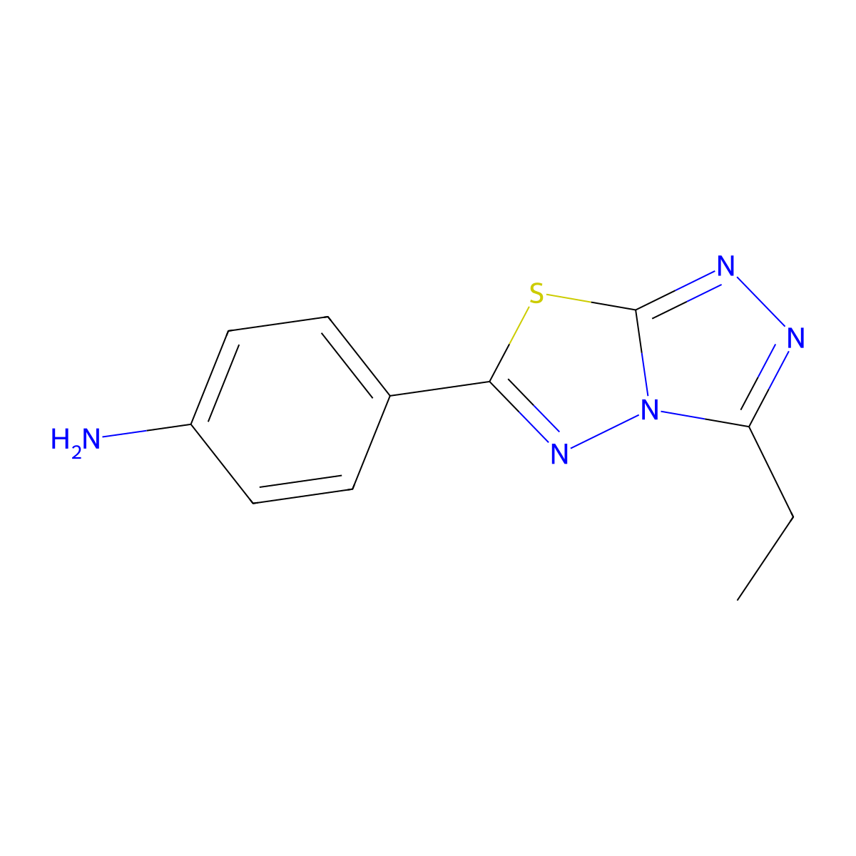 4-(3-Ethyl-[1,2,4]triazolo[3,4-b][1,3,4]thiadiazol-6-yl)aniline molecular structure, CAS 714282-42-5