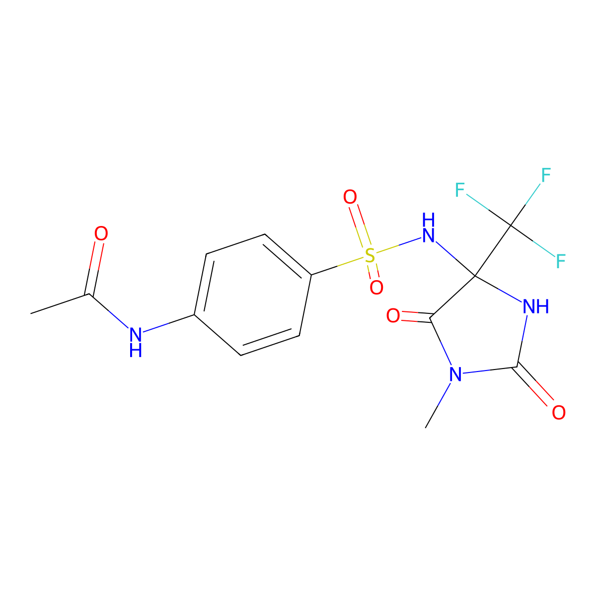 N-[4-[[1-methyl-2,5-dioxo-4-(trifluoromethyl)imidazolidin-4-yl]sulfamoyl]phenyl]acetamide molecular structure, CAS 714282-68-5