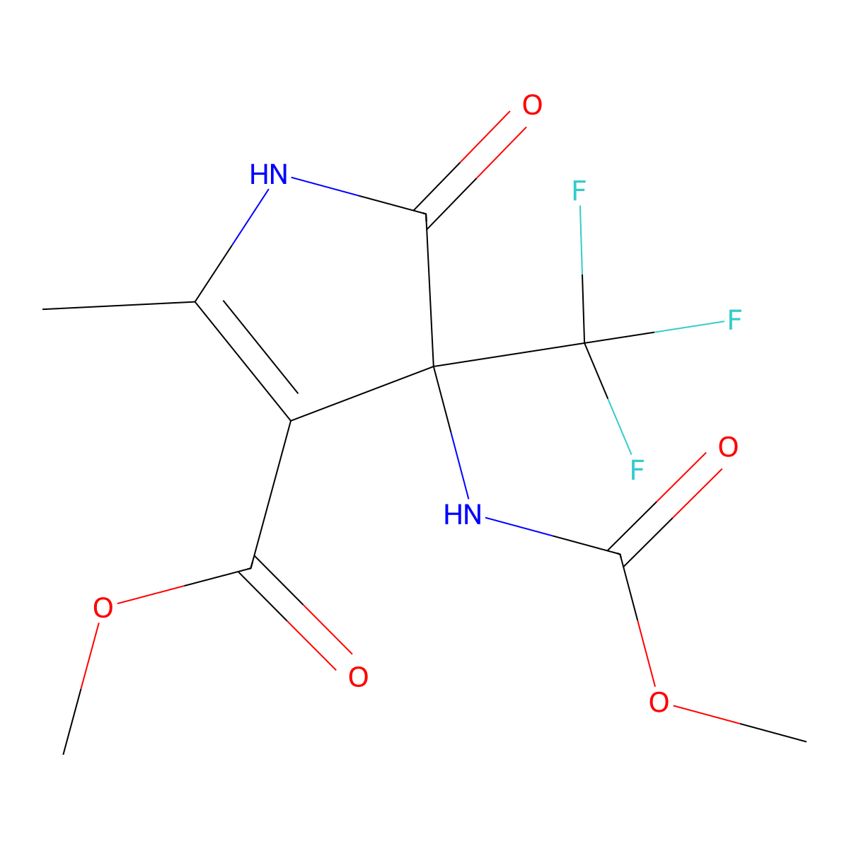 methyl 4-[(methoxycarbonyl)amino]-2-methyl-5-oxo-4-(trifluoromethyl)-4,5-dihydro-1H-pyrrole-3-carboxylate molecular structure, CAS 714282-70-9