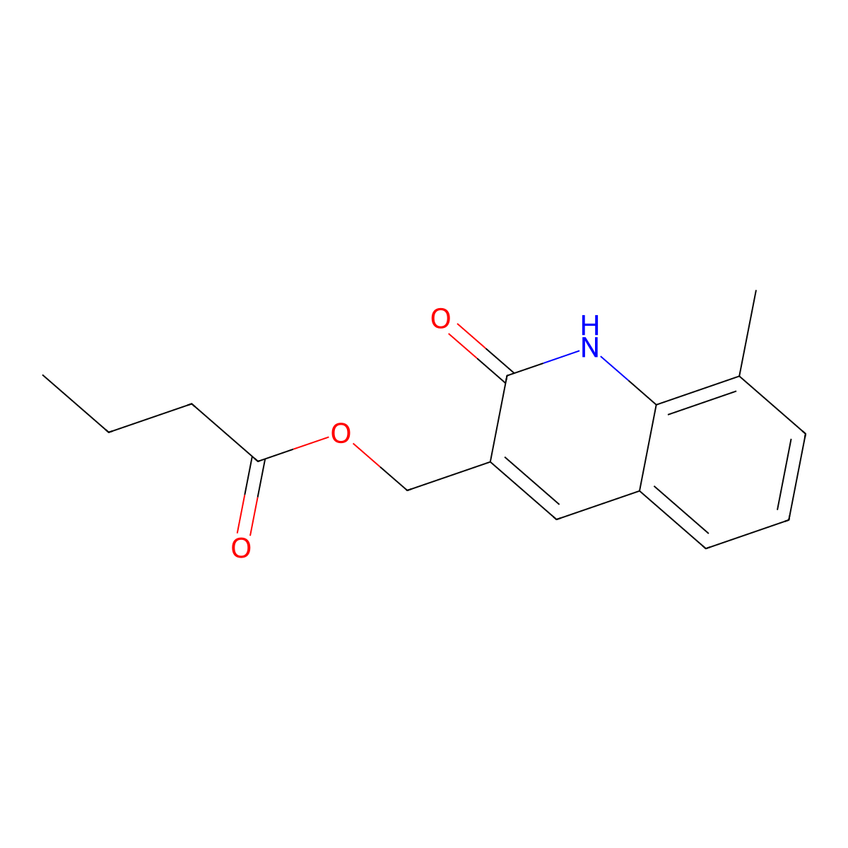 (8-methyl-2-oxo-1H-quinolin-3-yl)methyl butanoate molecular structure, CAS 714282-92-5
