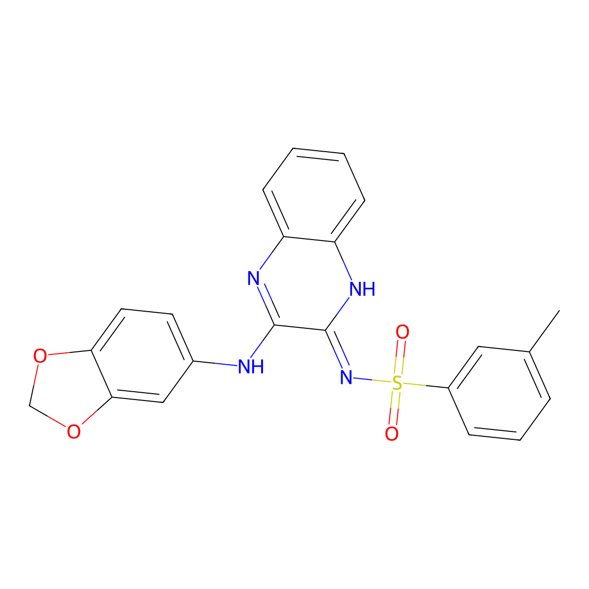 N-[3-(1,3-benzodioxol-5-ylamino)quinoxalin-2-yl]-3-methylbenzenesulfonamide molecular structure, CAS 714283-06-4