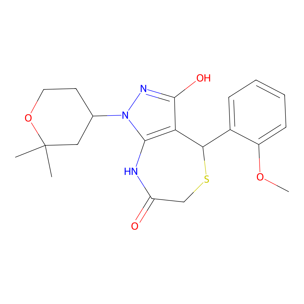 1-(2,2-dimethyloxan-4-yl)-4-(2-methoxyphenyl)-4,8-dihydro-2H-pyrazolo[3,4-e][1,4]thiazepine-3,7-dione molecular structure, CAS 714283-39-3