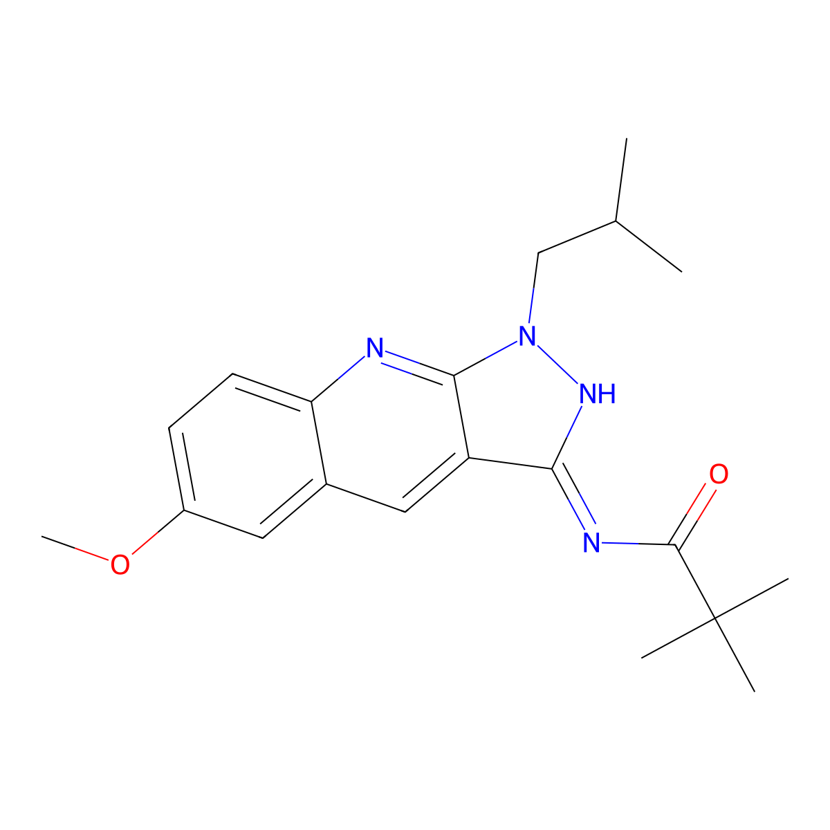 N-[6-methoxy-1-(2-methylpropyl)pyrazolo[3,4-b]quinolin-3-yl]-2,2-dimethylpropanamide molecular structure, CAS 714283-59-7