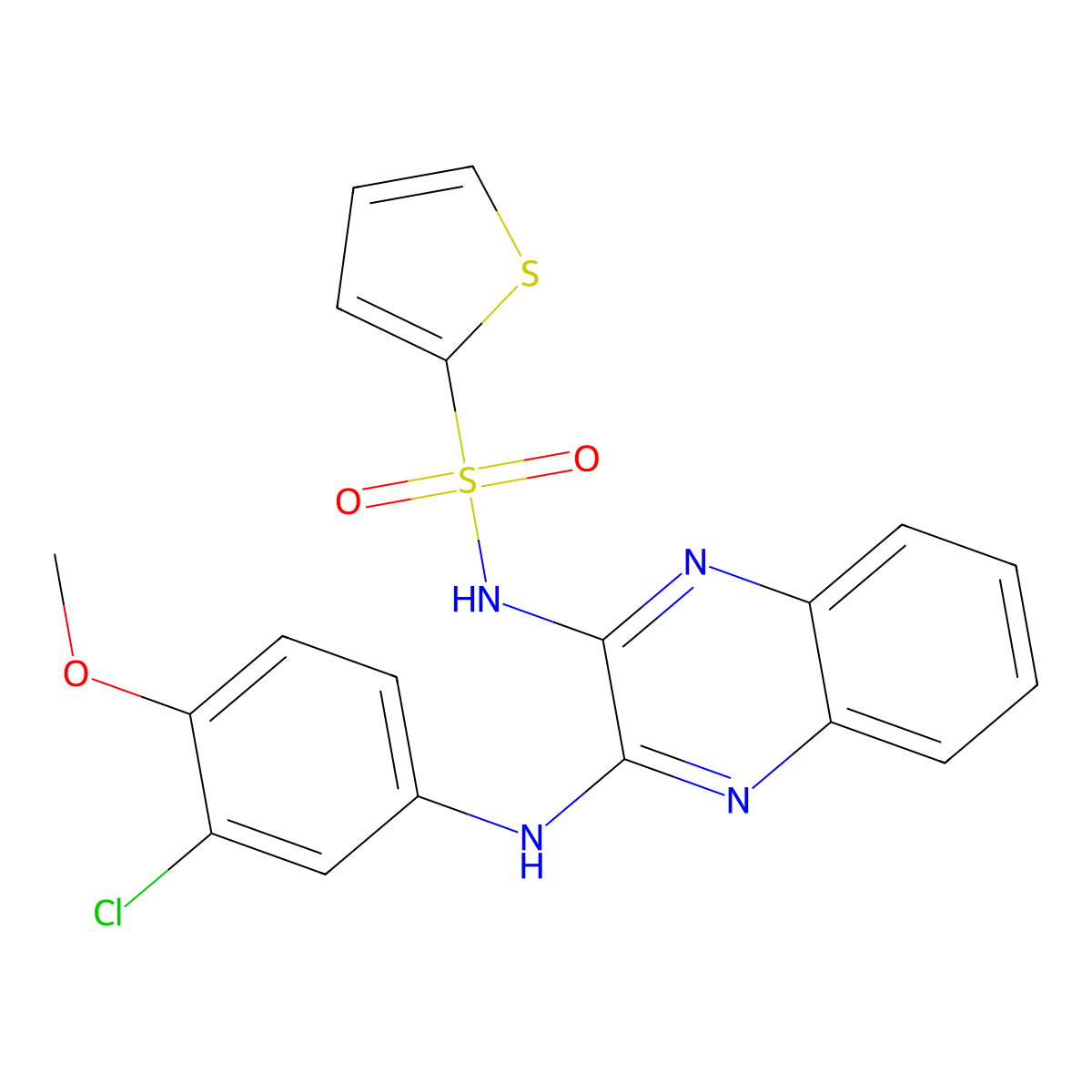 N-(3-((3-chloro-4-methoxyphenyl)amino)quinoxalin-2-yl)thiophene-2-sulfonamide molecular structure, CAS 714284-05-6